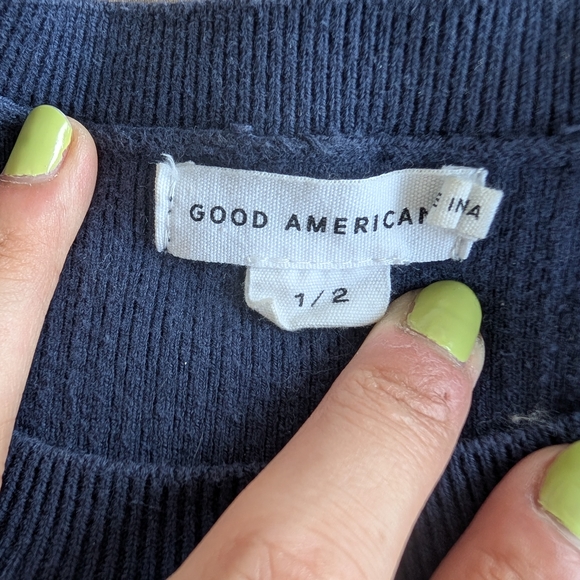 Good American Deep Blue Ribbed Top - Picture 2 of 8